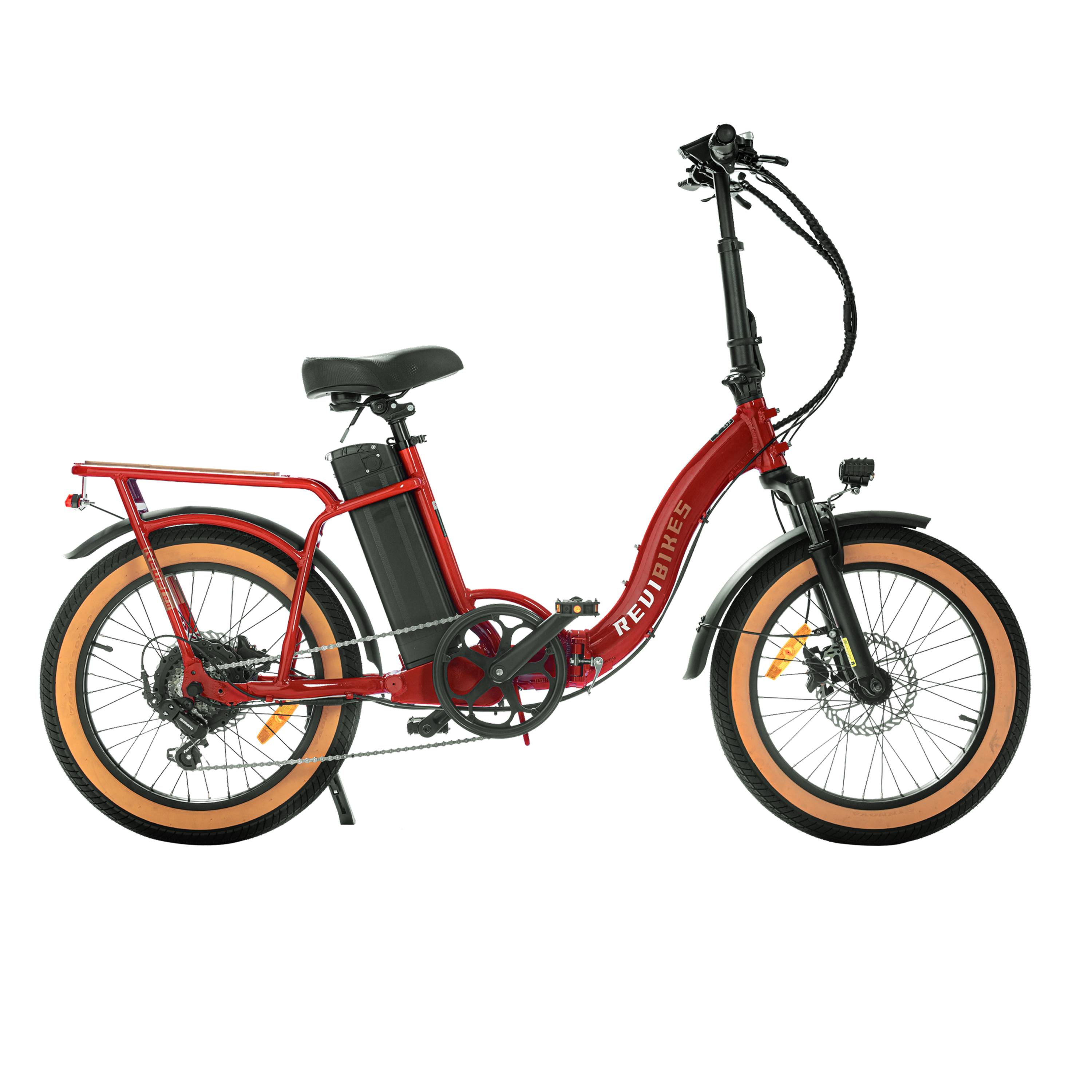 Revibikes 20" red ebike women's folding electric bike compact utility ebike foldable fat tire affordable ebikes ladies throttle electric bicycle commuter step through ebike 48V 750W 15ah folding electric bike for adults fold up ebike for short ladies under $1000 best pedal assist bike urban ebikes folding 20"ebike vtuvia sf20 foldable electric bike folding fat tire wiht removable battery