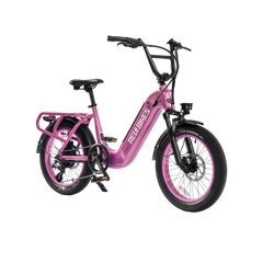 pink electric bike step through cargo ebike city utility cruiser ebike with bench seat  