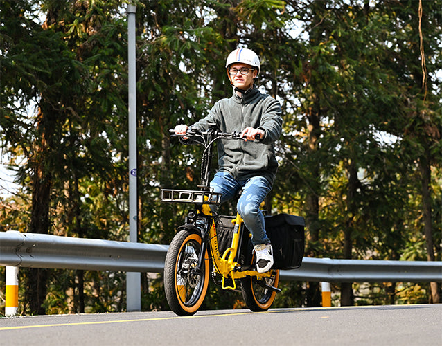 pedal assist and throttle foldable electric bike Revibikes 20" yellow ebike women's folding electric bike compact utility ebike foldable fat tire affordable ebikes ladies throttle electric bicycle commuter step through ebike 48V 750W 15ah folding electric bike for adults fold up ebike for short ladies under $1000