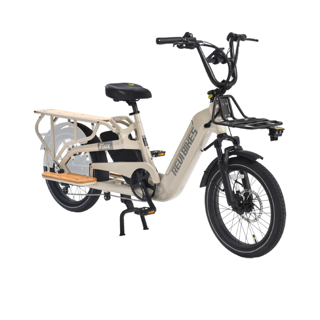 revibikes flux electric cargo bike for family transportation two battery 48V 750W 15Ah longtail electric bicycle wagon haul gear utility hauling ebike with extend rack electric  for heavy loads business