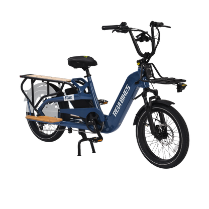 revibikes flux electric cargo bike for family transportation two battery 48V 750W 15Ah longtail electric bicycle wagon haul gear utility hauling ebike with extend rack electric  for heavy loads business