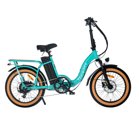 Revibikes 20 inch tiffany blue women's folding electric bike green blue compact utility ebike foldable fat tire affordable ebikes ladies throttle electric bicycle commuter step through ebike 48V 750W 15ah folding electric bike for adults fold up ebike for short ladies under $1000 best pedal assist bike urban ebikes folding 20"ebike vtuvia sf20 foldable electric bike folding fat tire wiht removable battery