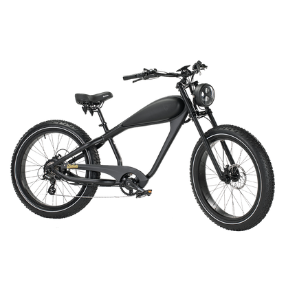 fitnessbike retro Revibikes Cheetah Vintage Electric Cafe Racer Motorized eBike, 48V 17.5Ah Cafe Racer Style eBike, 750W Fat Tire Beach Cruiser