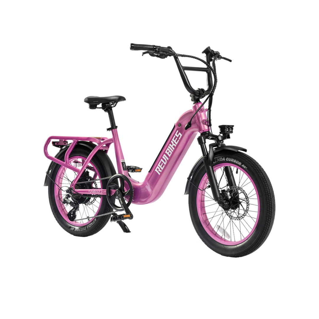 pink electric bike step through cargo ebike city utility cruiser ebike with bench seat  